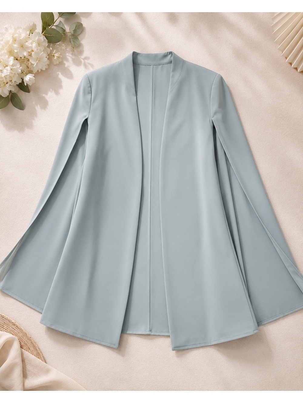 Women’s Aqua Cape Blazer Size Small/4 Open Front Elegant Jacket - Picture 6 of 9